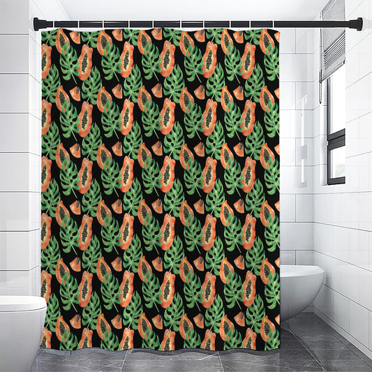 Tropical Papaya Pattern Print Shower Curtain