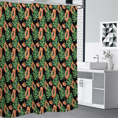 Tropical Papaya Pattern Print Shower Curtain