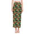 Tropical Papaya Pattern Print Side Slit Maxi Skirt