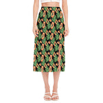 Tropical Papaya Pattern Print Side Slit Midi Skirt