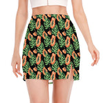 Tropical Papaya Pattern Print Side Slit Mini Skirt