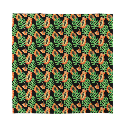 Tropical Papaya Pattern Print Silk Bandana