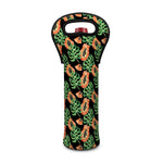 Tropical Papaya Pattern Print Single Neoprene Wine Tote