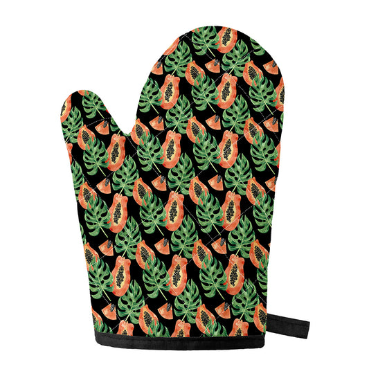 Tropical Papaya Pattern Print Single Oven Mitt