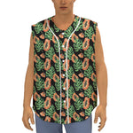 Tropical Papaya Pattern Print Sleeveless Baseball Jersey