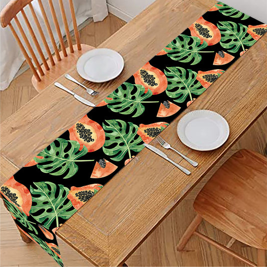Tropical Papaya Pattern Print Table Runner