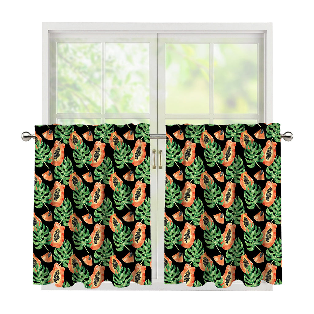 Tropical Papaya Pattern Print Tier Curtains