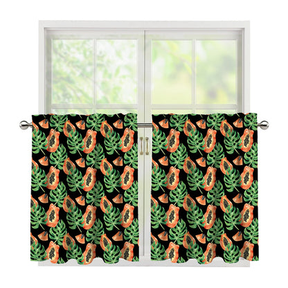 Tropical Papaya Pattern Print Tier Curtains