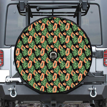 Tropical Papaya Pattern Print Tire Cover With Camera Hole