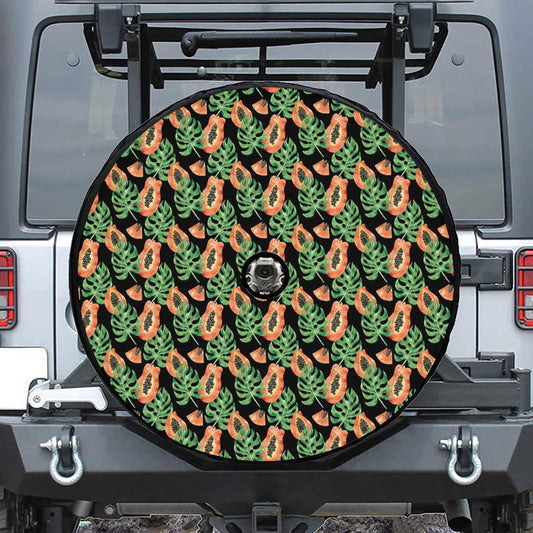 Tropical Papaya Pattern Print Tire Cover With Camera Hole