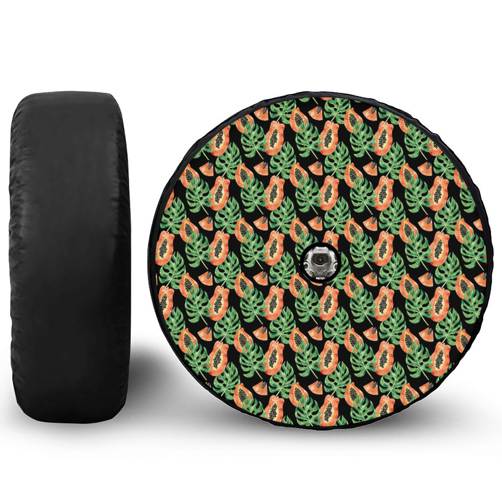 Tropical Papaya Pattern Print Tire Cover With Camera Hole