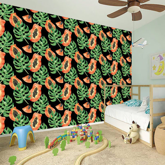 Tropical Papaya Pattern Print Wall Sticker