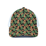Tropical Papaya Pattern Print White Mesh Trucker Cap