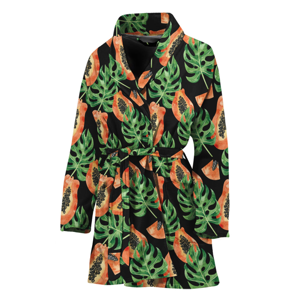 Tropical Papaya Pattern Print Women's Bathrobe