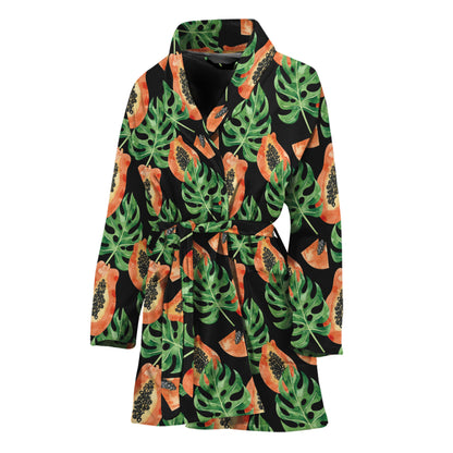 Tropical Papaya Pattern Print Women's Bathrobe