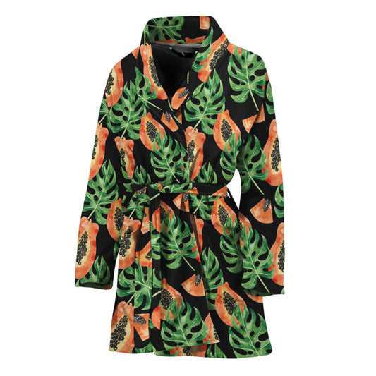 Tropical Papaya Pattern Print Women's Bathrobe