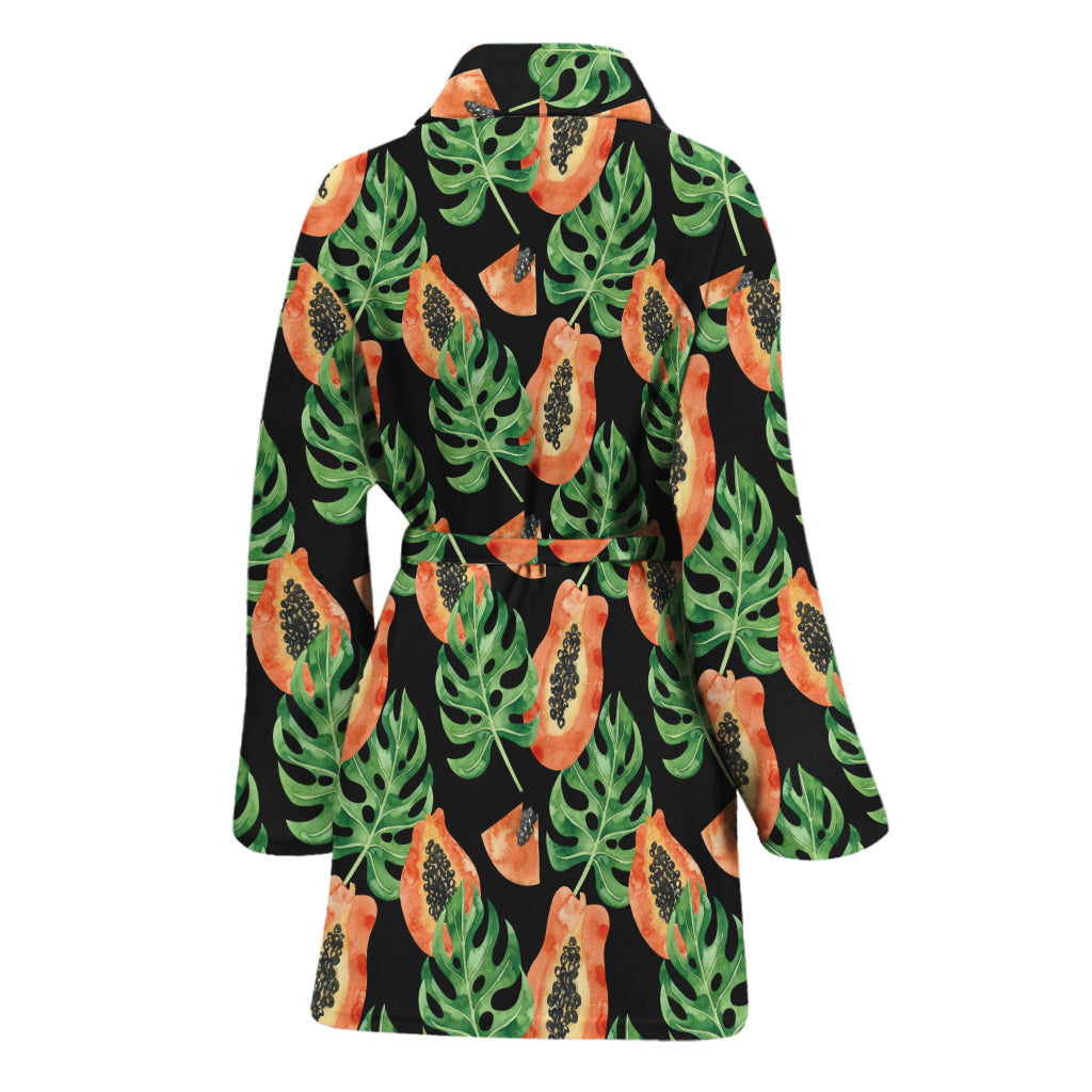 Tropical Papaya Pattern Print Women's Bathrobe