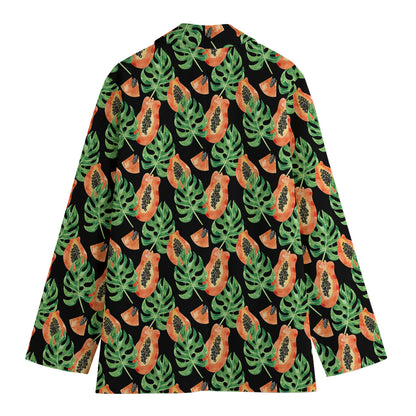 Tropical Papaya Pattern Print Women's Blazer