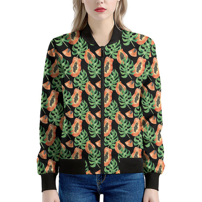Tropical Papaya Pattern Print Women's Bomber Jacket