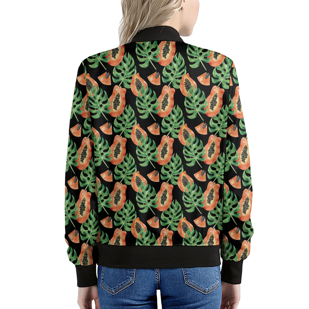 Tropical Papaya Pattern Print Women's Bomber Jacket
