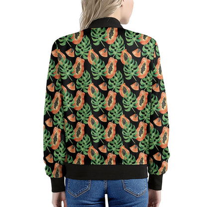 Tropical Papaya Pattern Print Women's Bomber Jacket