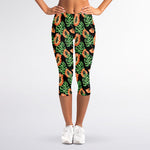 Tropical Papaya Pattern Print Women's Capri Leggings