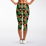 Tropical Papaya Pattern Print Women's Capri Leggings