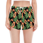 Tropical Papaya Pattern Print Women's Split Running Shorts