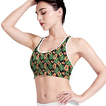 Tropical Papaya Pattern Print Women's Sports Bra