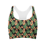 Tropical Papaya Pattern Print Women's Sports Bra