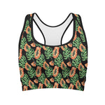 Tropical Papaya Pattern Print Women's Sports Bra