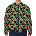 Tropical Papaya Pattern Print Zip Sleeve Bomber Jacket