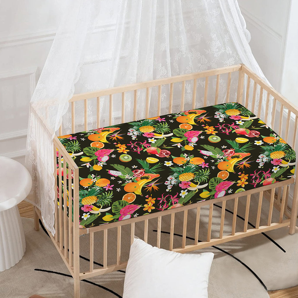 Tropical Paradise Fruits Pattern Print Baby Crib Sheet
