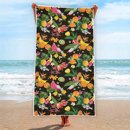 Tropical Paradise Fruits Pattern Print Beach Towel