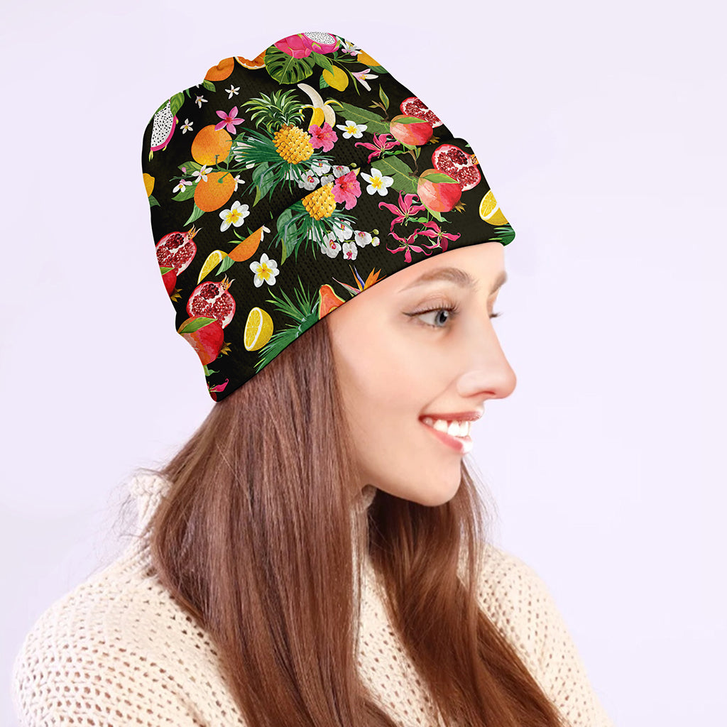 Tropical Paradise Fruits Pattern Print Beanie