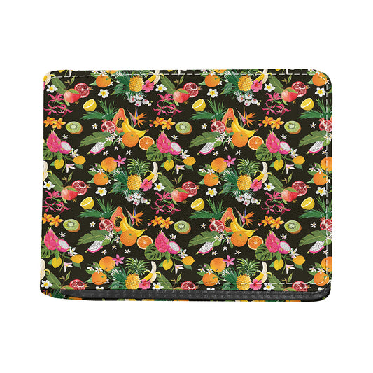 Tropical Paradise Fruits Pattern Print Bifold Wallet
