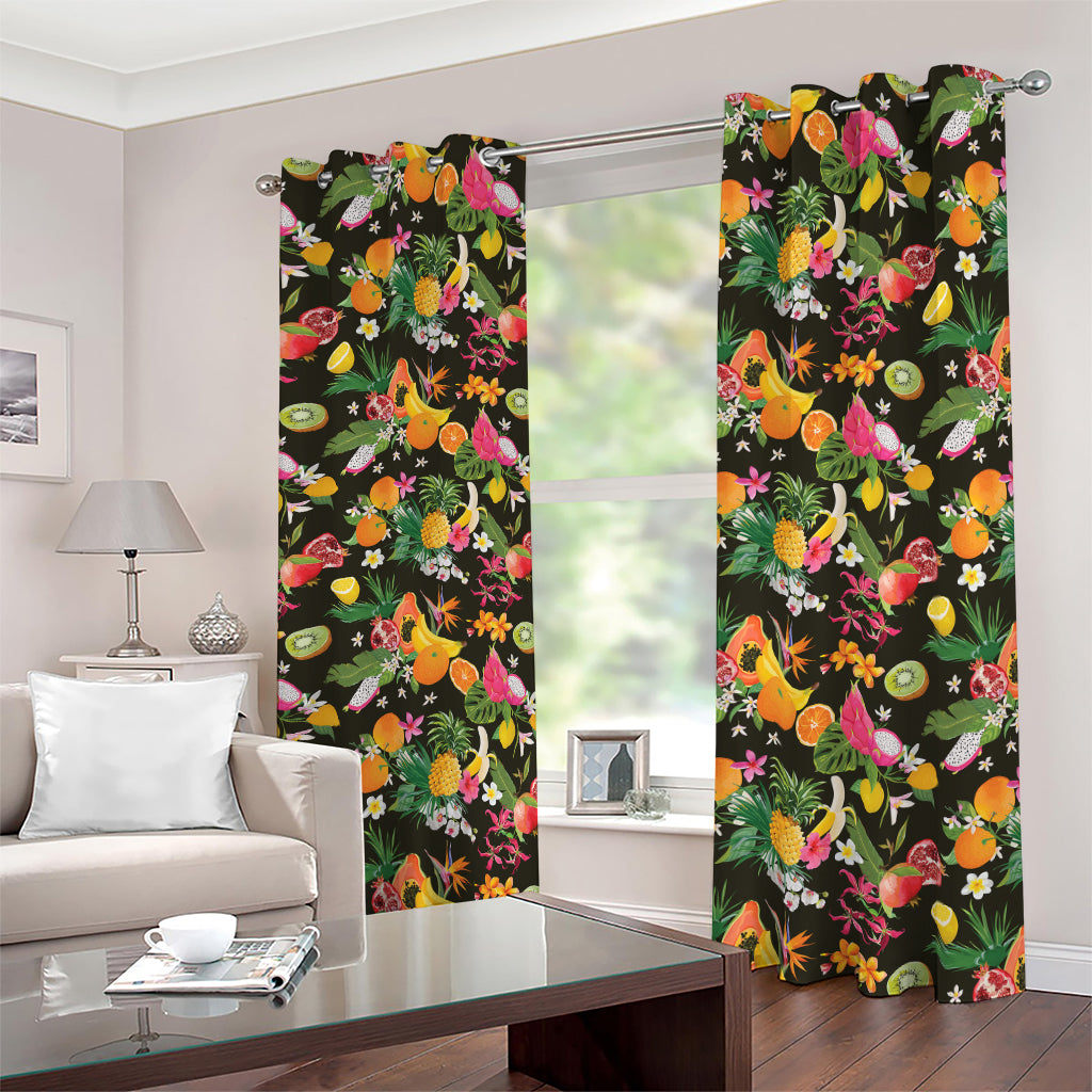 Tropical Paradise Fruits Pattern Print Blackout Grommet Curtains