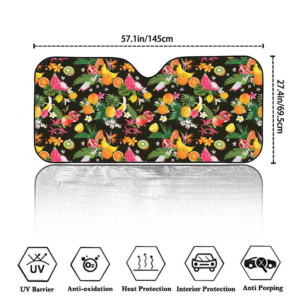 Tropical Paradise Fruits Pattern Print Car Windshield Sun Shade