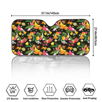 Tropical Paradise Fruits Pattern Print Car Windshield Sun Shade