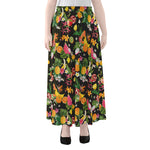 Tropical Paradise Fruits Pattern Print Chiffon Maxi Skirt