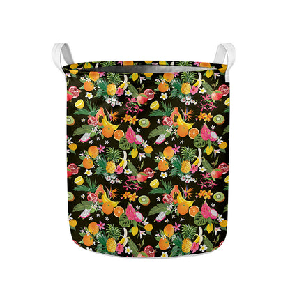 Tropical Paradise Fruits Pattern Print Collapsible Laundry Basket