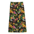 Tropical Paradise Fruits Pattern Print Cotton Front Slit Maxi Skirt