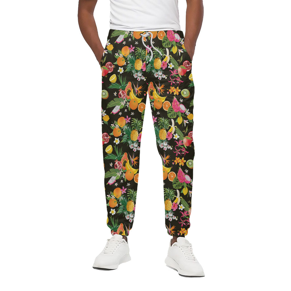 Tropical Paradise Fruits Pattern Print Cotton Pants