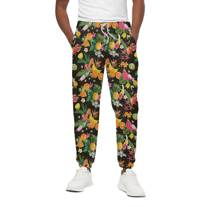 Tropical Paradise Fruits Pattern Print Cotton Pants