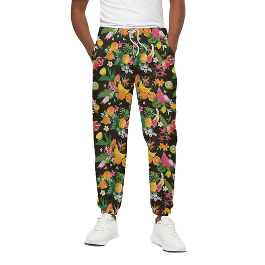 Tropical Paradise Fruits Pattern Print Cotton Pants