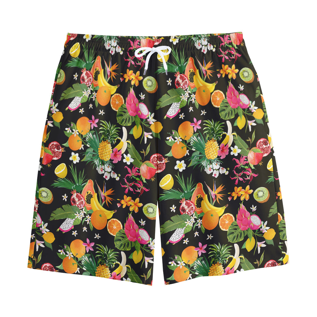 Tropical Paradise Fruits Pattern Print Cotton Shorts