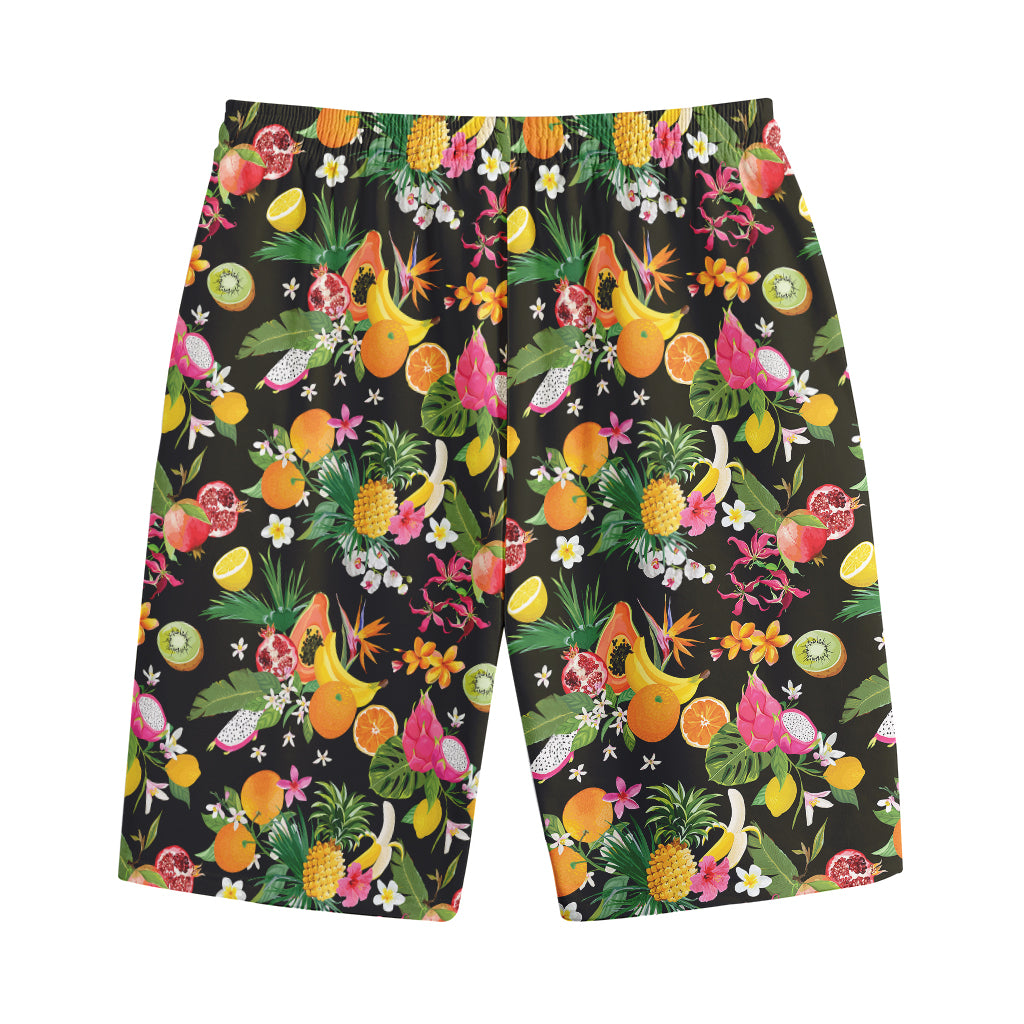 Tropical Paradise Fruits Pattern Print Cotton Shorts