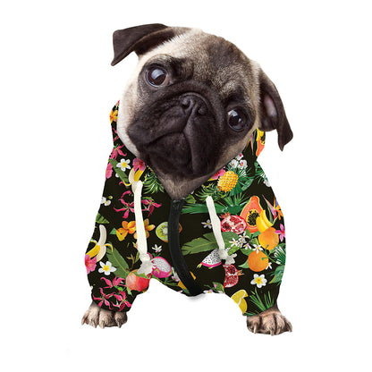 Tropical Paradise Fruits Pattern Print Dog Zip Up Hoodie