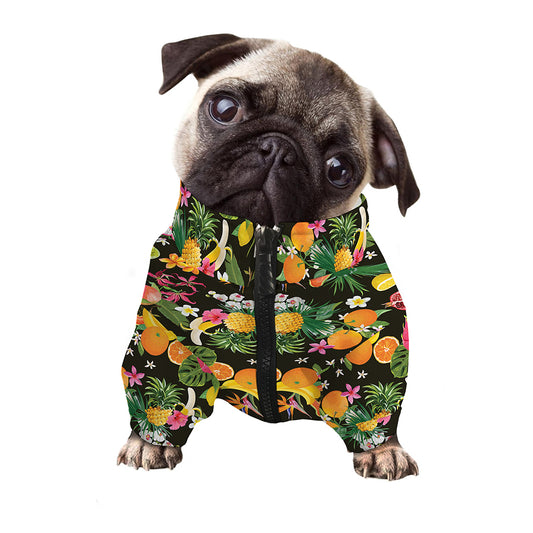 Tropical Paradise Fruits Pattern Print Dog Zip Up Jacket