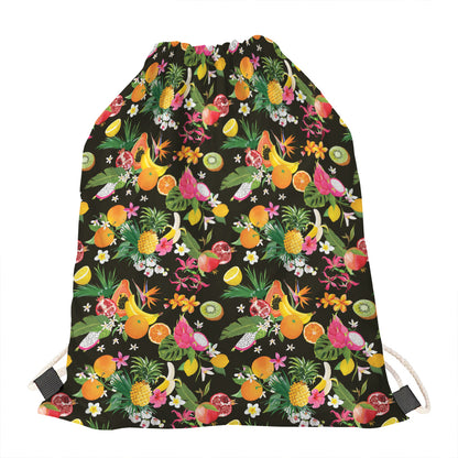 Tropical Paradise Fruits Pattern Print Drawstring Bag